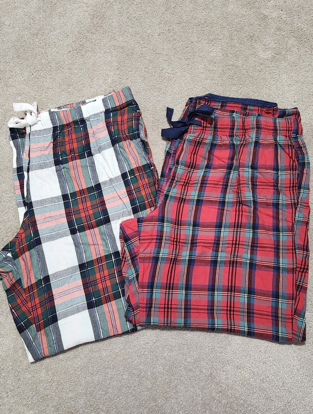 Victoria's Secret Plaid Cotton Pajama Pants Draw-string Set Of 2 Size XL